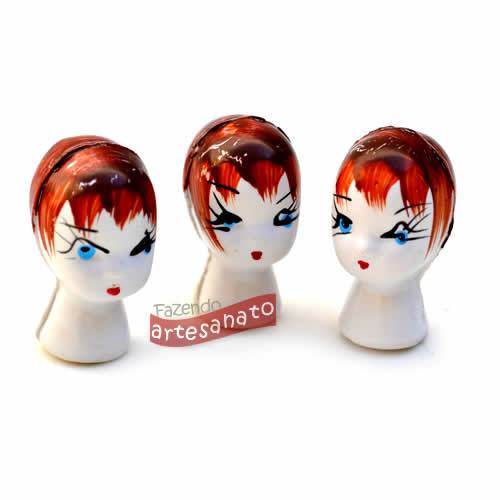 Foto Cabeça De Boneca Para Artesanato Bina Branca Cabelo Castanho Claro N 0 - 10 Un